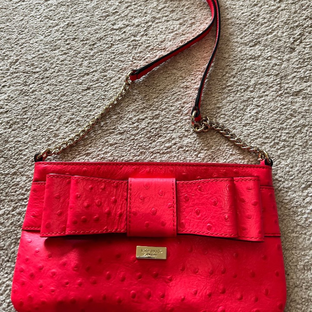 Kate Spade Charm City Ostrich  Presley Desert Rose Leather Cross Body Bag